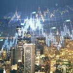 Double,Exposure,Of,Abstract,Creative,Financial,Chart,Hologram,And,World